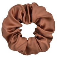 Gumičky do vlasov scrunchie, hnedý satén, bez spojov, satén