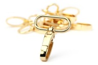 Karabíny 10 kusov na 30 mm GOLD makramé pásky, krúžky na kľúče, bedrové pásy