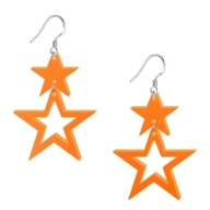 Akrylové NÁUŠNICE STARS, dve ORANŽOVÉ, oranžové
