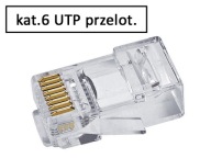 RJ45/8P8C zástrčka kat.6 UTP krútená dvojlinka drôt/lanko AWG24-26 priechodná 10ks