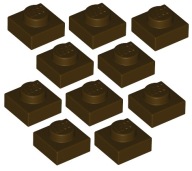LEGO tanier 1x1 C. Hnedá (3024/6194729) x10