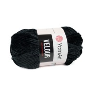 100g YarnArt Velúrová polyesterová priadza, čierna 842