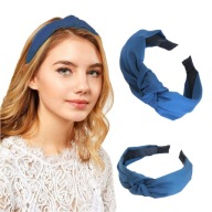 Námornícka modrá čelenka do vlasov, turbanový uzol