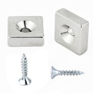 NEODYMOVÝ MAGNET NA SKRUTKU 15x15x5 S OTVOROM 8x4 - 2 KS + SKRUTKY