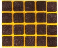 PLSTENÉ PODLOŽKY na stoličky, nábytok, stoly, HNEDÉ, samolepiace, 20 mm x 20 mm