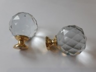 Krištáľový gombík, 40 mm rukoväť, zlatá noha