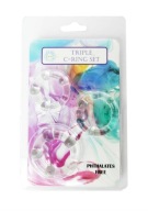 Sada 3 priehľadných prsteňov na člena - Triple C-Ring Set Cristal