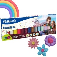 Školská plastelína Pelikan Akademia pána Kleksu, 16 intenzívnych farieb