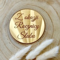 Pri príležitosti výročia svadby kruh s gravírovaným 8 cm zlatým plexi zrkadlom