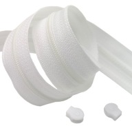 Páska na zips BIELA ​​špirála #3mm zips 1m + 2 zipsy