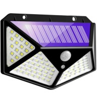 SOLÁRNE FASÁDNE SVÍTIDLO 100 LED SO SÚMRAK A SENZOR POHYBU, ZÁHRAD.