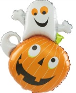 Fóliový balónik s tekvicou a duchom na Halloweenskej dekorácii HEL