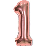 Fóliový balón číslo 1 ROSE GOLD narodeninové číslo 1 ročná párty 40cm
