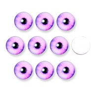 Sklenené kabošony, očko, okrúhle, pre domácich majstrov, fialové, 10x3,5 mm, 10ks