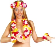 Hawaiian Set Čelenka Náhrdelník Náramky s farebnými kvetmi Aloha Party