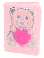 Zápisník BEAR so srdiečkom, plyšový obal, diár 5631