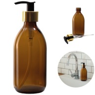 SKLENENÁ FĽAŠA s pumpičkou a dávkovačom mydla, 0,3l 300ml