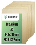 3mm preglejka pre laser triedy 1/2, formát A5, dekor dreva, decoupage x10 ks.