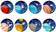 Papierové taniere COSMOS Rocket Planets Moon Birthday Party 18cm 8ks