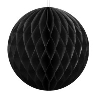 HONEYCOMB guľa z hodvábneho papiera, čierna, 10 cm, závesná dekorácia