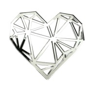 Bočný topper HEART geometrické diamantové plexi strieborné