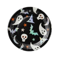 Papierové taniere Halloween Ghost - 18 cm, 6 ks.