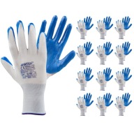 NITRILOVÉ RUKAVICE 12 PÁROV PRACOVNÉ RUKAVICE S POVLAKOVANÍM SILNÉ VEĽKOSŤ 10-XL