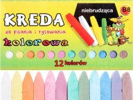 Farebná, neznačkujúca KRIEDA NA PÍSANIE NA TABUĽU, 12 FAREB, štvorcová