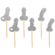 PIKERY BACHELORette party strieborné GLITTER penisy x6