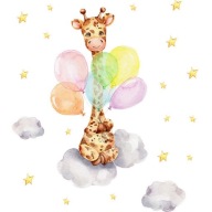 NÁLEPKA NA STENU BALÓNY ŽIRAFY 30cm x 60 cm