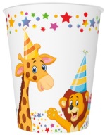 PAPIEROVÉ POHÁRKY ŽIRAFA PANDA BALÓNKY 250ML 8 KS