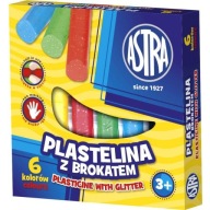 PLASTICINA s trblietkami PRE DETI, 6 farieb Astra