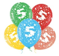 FAREBNÉ BALÓNKY S ČÍSLOM 5 PÄŤ NARODENINY 5 ks