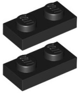 LEGO tanier 1x2 čierny (3023/302326) x2