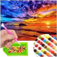SÚPRAVA na vyšívanie diamantov PICTURE SUNSET BEACH Mosaic Scrapbook