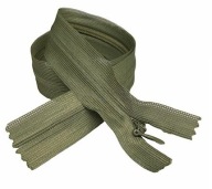Pevný skrytý zips oliva 22 cm