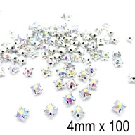 Štrasové kamienky Štrasové kamienky na šitie Iridescent 4mm x 100