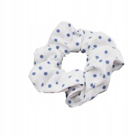Veľká gumička do vlasov SCRUNCHIE, biela s bodkami