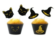 Sada ozdôb na cupcake Čarodejnica a mačka 12 ks