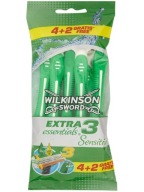 WILKINSON EXTRA3 ESSENTIALS CITLIVÝ holiaci strojček na holenie 4 + 2 - 6 KS