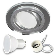SET POHYBLIVÉ okrúhle sklenené svietidlo + LED GU10 7W
