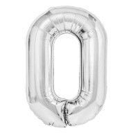 FÓLIOVÝ BALÓN ČÍSLO NULA 0 STRIEBORNÝ 40CM
