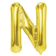 Zlatý fóliový balón v tvare N, 40 cm