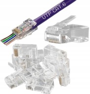 10x zástrčky, konektory, RJ45 terminály, Pass-Through RJ kategórie 6 do UTP LAN kábla, 10 ks.