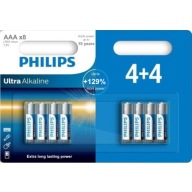 8x alkalické batérie Philips Ultra AAA R3 LR03