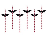 Papierové slamky Halloween Bat - 6 ks.