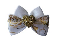 Glamour mašľa, biela, 4,5 cm, gumička Shih Tzu