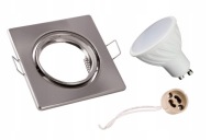 LED SET GU10 5W halogénové CHROMOVÉ Štvorcové SVIETIDLÁ