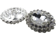 27mm Ozdobné gombíky 1ks STRIEBORNÉ zirkóny SILVER OZ13 16540