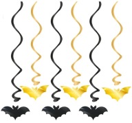 Prívesky Glitter Bats ozdoby z čierneho zlata Halloween dekorácie x6